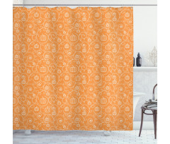 Pumpkin Leaves Swirls Shower Curtain