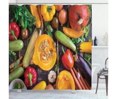 Fresh Vegetables Table Shower Curtain