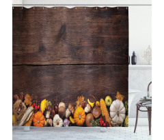 Wooden Table Foods Shower Curtain