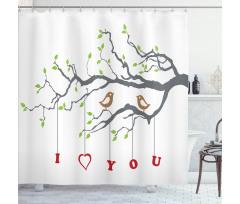 Romantic Birds Tree Shower Curtain