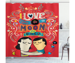 Couple Hug Oriental Shower Curtain