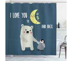 Teddy Bear Penguin Shower Curtain