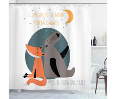 Bear and Fox in Love Shower Curtain