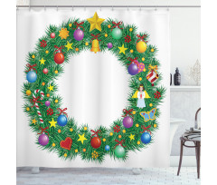 Letter O Xmas Wreath Shower Curtain