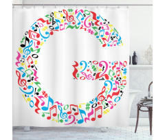 Majuscule Music Theme Shower Curtain