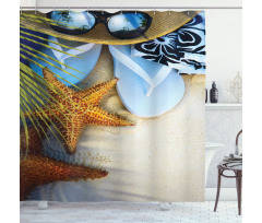 Tropical Beach Seashell Shower Curtain