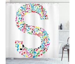 S with Musical Pattern Shower Curtain