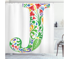 Initials Tropic Flower Shower Curtain