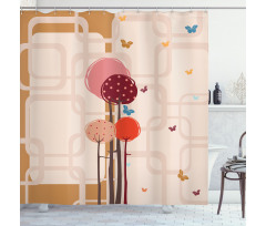 Colorful Trees Butterfly Shower Curtain