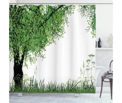 Tree Grass Summer Shower Curtain