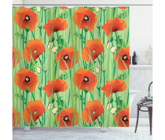 Poppy Flowers Field Shower Curtain