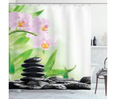 Basalt Stones Orchid Shower Curtain