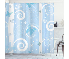 Snowflakes Butterfly Shower Curtain