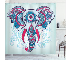 Doodle Elephant Design Shower Curtain