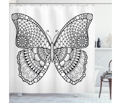 Monochrome Butterfly Graphic Shower Curtain
