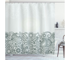 Outline Wildflowers and Leaves Shower Curtain