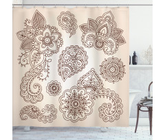 Monochrome Paisley Doodle Shower Curtain