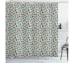Thin Lines with Dots Shower Curtain