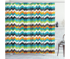 Trippy Forms Motif Shower Curtain