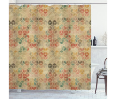 Retro Cube Pattern Shower Curtain