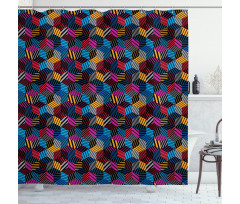 3D Cube Stripes Style Shower Curtain