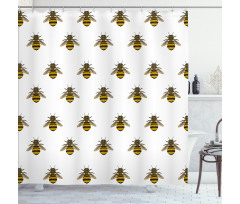 Honey Maker Insect Pattern Shower Curtain