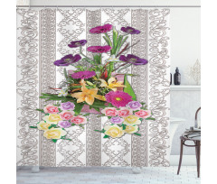 Colorful Bouquet on Curls Shower Curtain