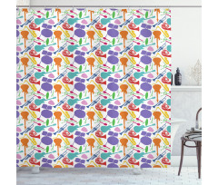 Colorful Instruments Bass Shower Curtain