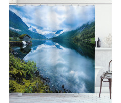 Wooden Cabins Norway Shower Curtain