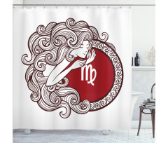 Long Haired Girl Zodiac Shower Curtain