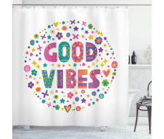 Word Art Positive Shower Curtain