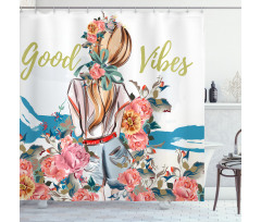 Girl Rose Flourish Shower Curtain