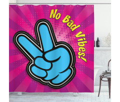 No Bad Vibes Vintage Shower Curtain