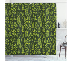 Patterned Green Leaves Shower Curtain