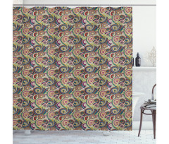 Eastern Doodle Paisley Shower Curtain