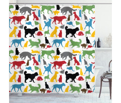 Colorful Cats and Dogs Shower Curtain