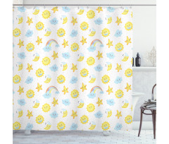 Happy Moons Stars Clouds Shower Curtain