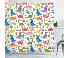 Dinosaurs Colorful Shower Curtain