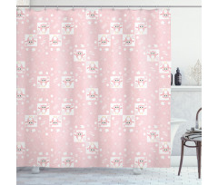 Pink Owls Birds Floral Shower Curtain