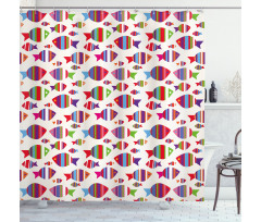 Vibrant Striped Fishes Shower Curtain