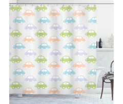 Pastel Cars Pattern Shower Curtain