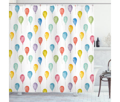Flying Watercolor Balloons Shower Curtain