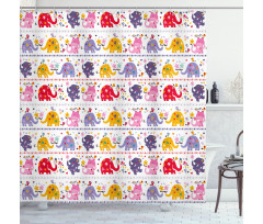 Dancing Floral Elephants Shower Curtain