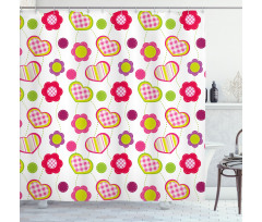 Patchwork Flowers Hearts Shower Curtain