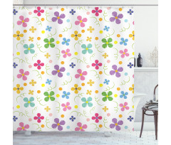 Spring Daisies Dots Sketch Shower Curtain