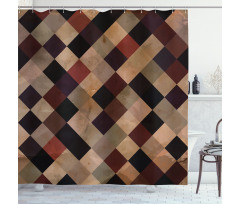 Antique Brown Toned Grid Shower Curtain