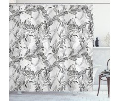 Monochrome Sketch Leaf Shower Curtain