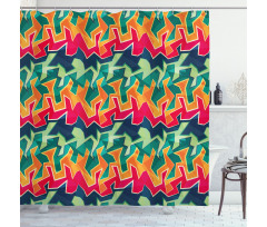 Crazy Funky Graffiti Shower Curtain