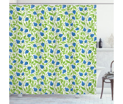 Flowering Blueberry Leaf Shower Curtain