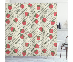 Retro Strawberry Love Shower Curtain